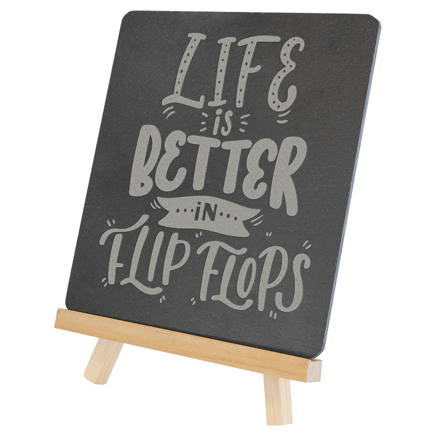 6 3/4" x 7 3/4" Engraveable slate decoration with wood easel