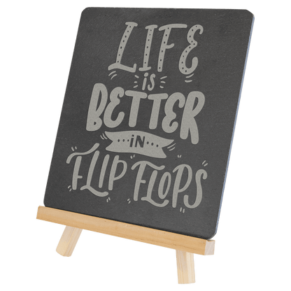 6 3/4" x 7 3/4" Engraveable slate decoration with wood easel