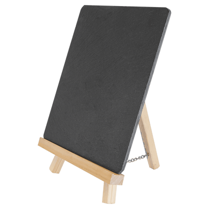 6 3/4" x 7 3/4" Engraveable slate decoration with wood easel